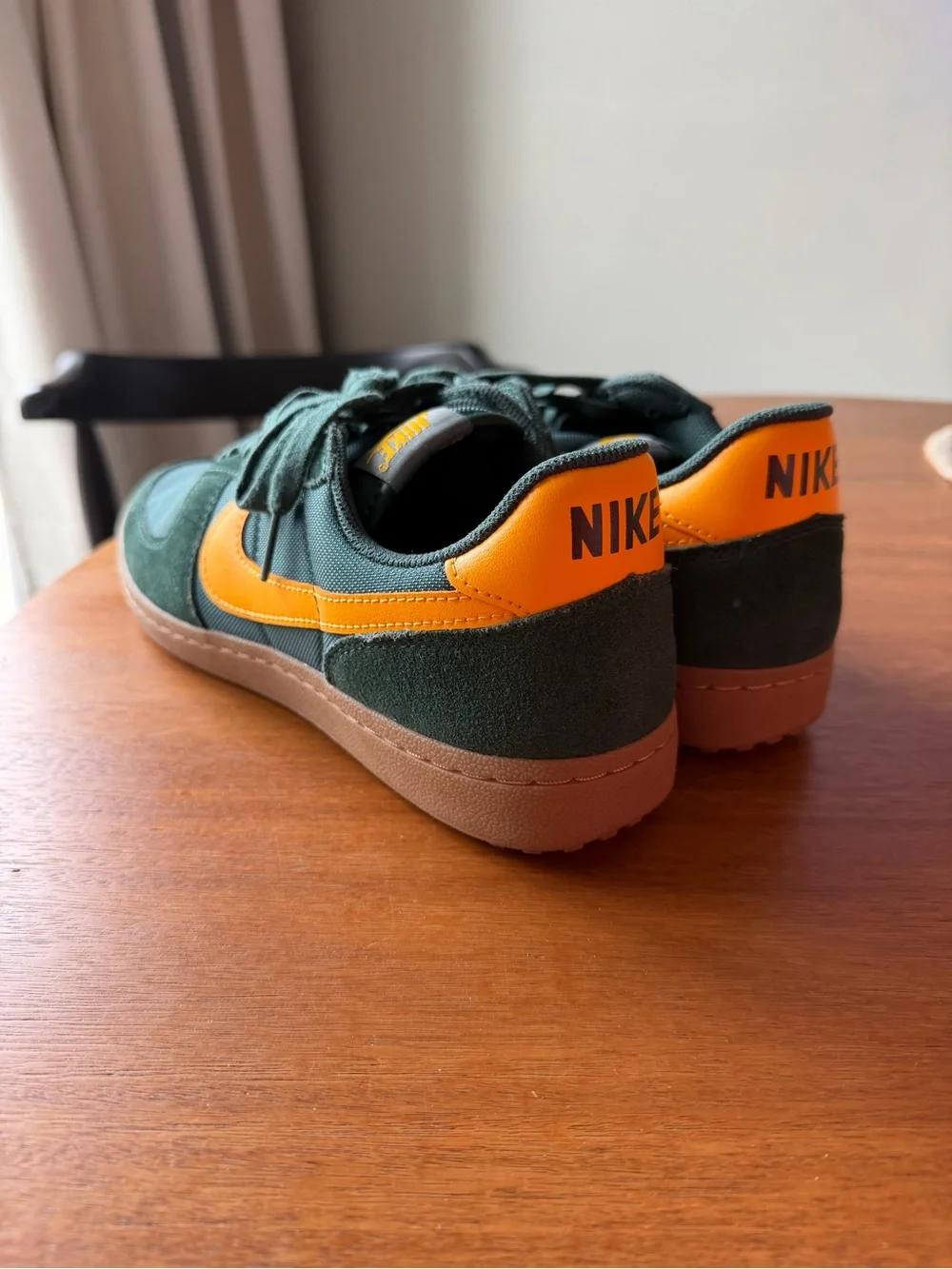 Nike Men’s Field General Dark Green Suede & Mesh Sneakers with Yellow Swoosh